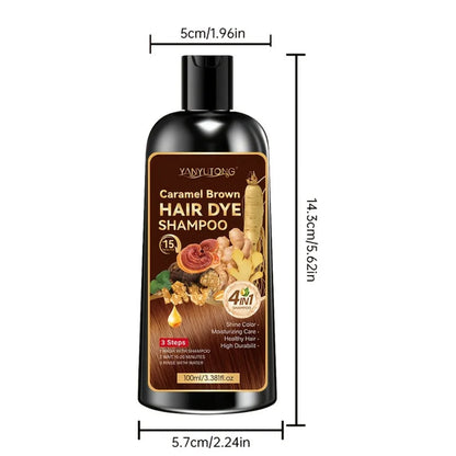 Unisex adult 4-in-1 hair dye shampoo, hair dye shampoo foam, plant-based hair dye, easy to shampoo, cover gray hair