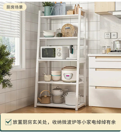 Household Multi-layer Wrought Iron Shelves Ins Wind Simple Floor Storage Display Cabinet Trapezoidal Shelf Bookshelf