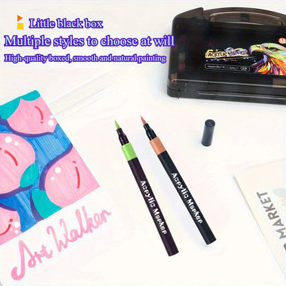 12/24/36/48 Colors Art Acrylic Markers Waterproof For Painting Wood Stone DIY Student Gift Art Stationery School Supplies