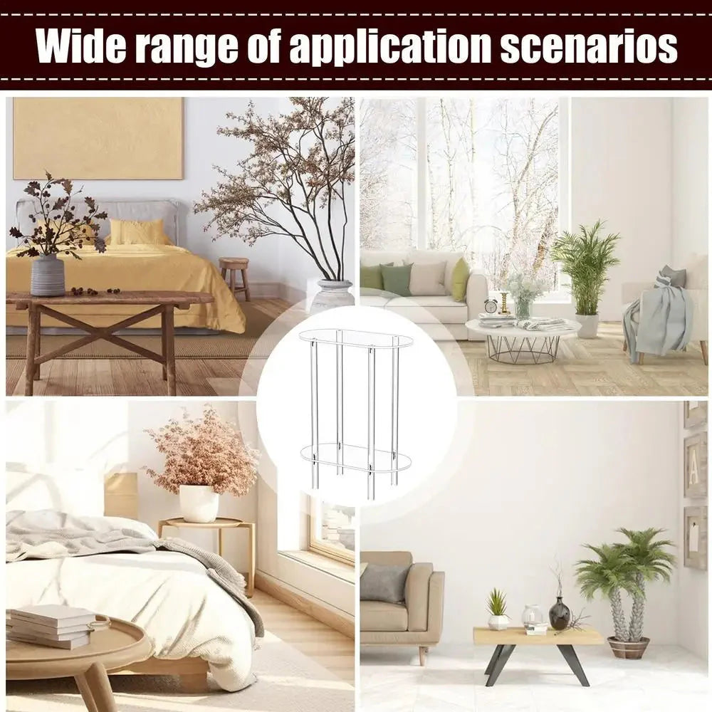 Acrylic Transparent Tea Table Sofa Side Table 2-tier Coffee Table Oval End Bedside Cabinet Nightstand for Living Room Bedroom