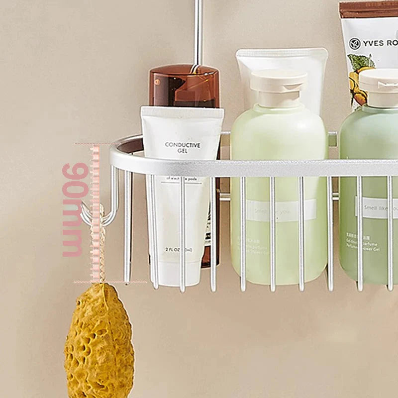Aluminium Bathroom Shelf Without Drilling Shower Shelf Shelves Shampoo Holder Basket Storage Organizer Bathroom Accessories