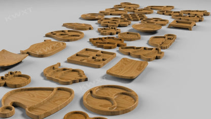 270+ Trays Kitchen Serving Plates Boards CNC Designs Drawing Files Ashtrays Desk Deco