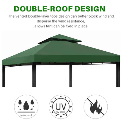 Grill Gazebo Replacement Canopy Roof, Outdoor BBQ Gazebo Top, Double Tiered Shelter Cover Roof ,for Yard Patio Garden Sunshade