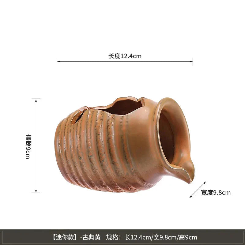 Ceramic Waterfall Jug - Circulating Clay Pot Fountain for Garden, Fish Tank & Courtyard Decor | Handmade Rustic Water Feature