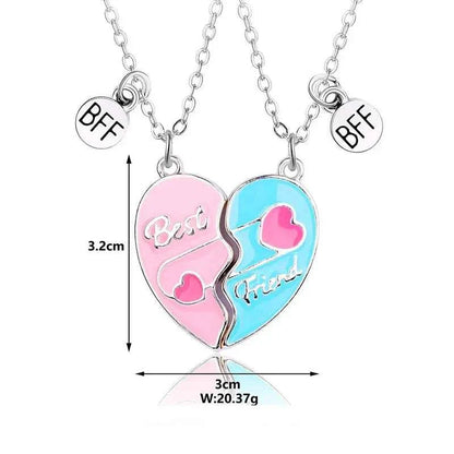 Cute Best Friends Heart Magnetic Necklace Rainbow Flower BFF Necklaces For Girls Friendship Jewelry Gifts