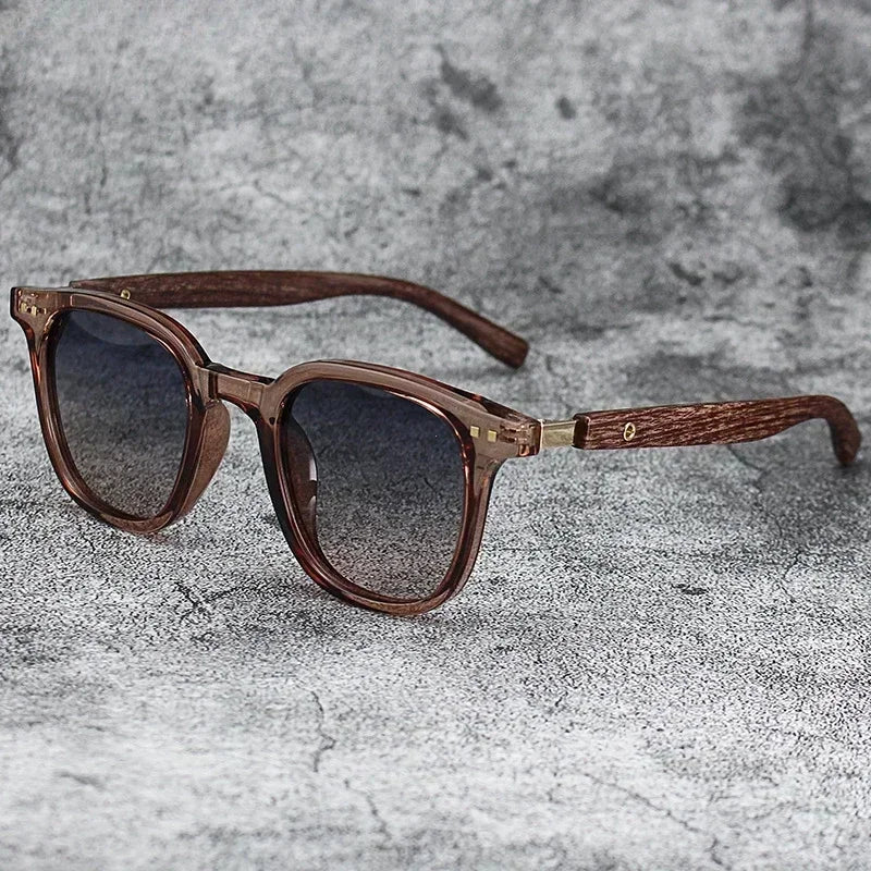 Sunglasses for Men Women Trendy Retro Wood Grain Polarized UV Protection Eyewear Cycling Outdoor Street Photography Sunglasses