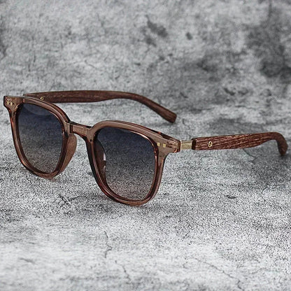 Sunglasses for Men Women Trendy Retro Wood Grain Polarized UV Protection Eyewear Cycling Outdoor Street Photography Sunglasses