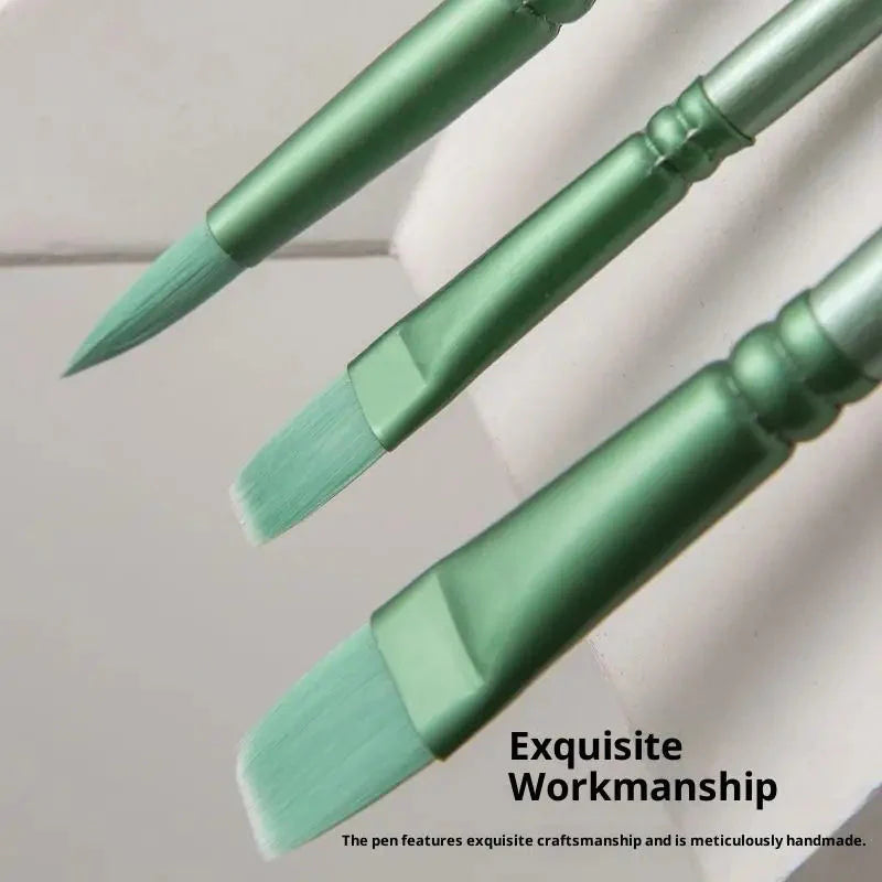 ♥Nylon Bristle Wooden Handle Pointed And Flat Watercolor Paintbrush Set For Art, Acrylic, Gouache, And Oil Painting