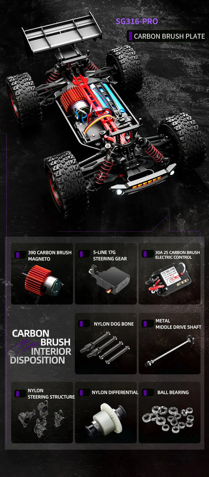ZLL SG116 MAX 1:16 High Speed Drift Racing Car 80KM/H 4WD Off-Road Drift Remote Control Car SG316 Max Brushless Motor RC Car