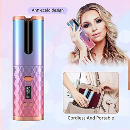 New Automatic Curling Iron, Cordless Auto Hair Curler,Portable Rotating Curling Wave Wand Styling Tool, Auto Shut Off