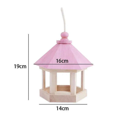 Wooden House Bird Feeder Outdoor Wooden Birds House Hanging Feeding Station Hollow Bird Feeder Food Container for Garden Park