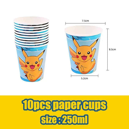 Pokemon Birthday Party Decorations Paper Tableware Plates Napkins Cups Pikachu Birthday Tablecloth Party Supplies Children Gifts