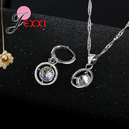 New Fashion Jewelry Set Chain Pendant Necklace & Earrings Genuine 925 Sterling Silver Jewelry Set Hot Sales