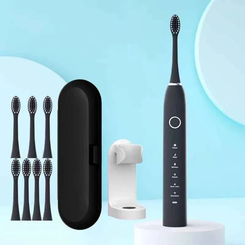 6 Modes Electric Sonic Toothbrush USB Rechargeable for Adults Ultrasonic Tootbrush with 4/8 Replacement Heads Smart Timer IPX7