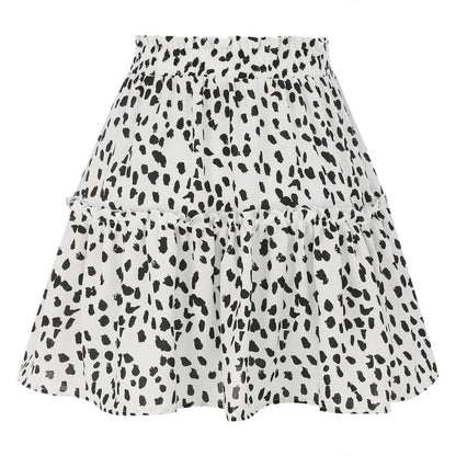 Skirts For Women Knee Length Women'S Summer Cute High Waist Ruffle Skirt Print Swing Beach Mini Skirt Ropas De Mujeres
