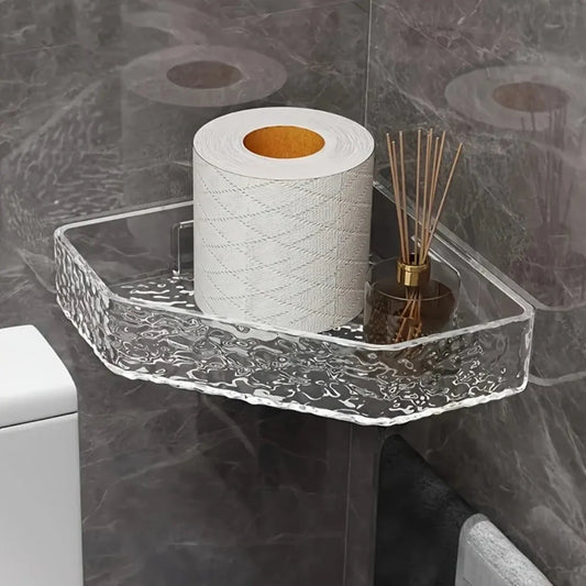 Wall Mount Corner Shelf Glacier Design Clear Bathroom Shelf for Shampoo Soap Storage Organizer Shower Caddy Bathroom Accessories