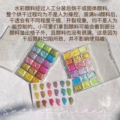 Master Grade 16 Colors Pearlescent Solid Watercolor Paint Mineral Nail Art Flower Painting Dyeing Tool Thangka ES