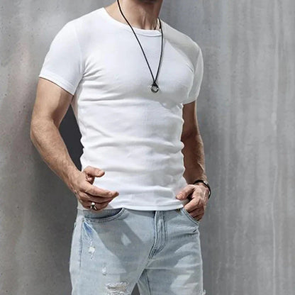 Mens Muscle Shirts Bodybuilding Slim Fit Tshirt for Men Workout Fitness Casual Shirt Quick Dry