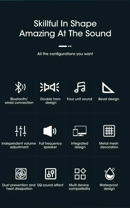 XIKCU Wireless Bluetooth and PC Soundbar Wired Speaker USB Powered Soundbar for TV Pc Laptop Home Theater Surround Audio System