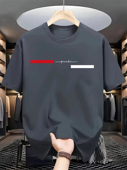 Simple Fashion Striped Graphic T Shirts For Men Summer Casual  Letters Printed T-shirts Loose Streetwear Harajuku Tees Tops