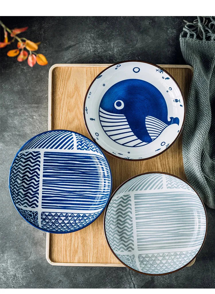 Japanese Ceramic Plate Household Turnip Plate Deep Plates Shallow Plate Turnip Dish Restaurant Hotel Creative Tableware Cooking