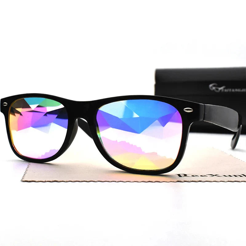 Classic Square Party Sunglasses Women Men Fashion EDM Light Diffraction Futuristic Rave Festival Sun Glasses Psychedelic Prism