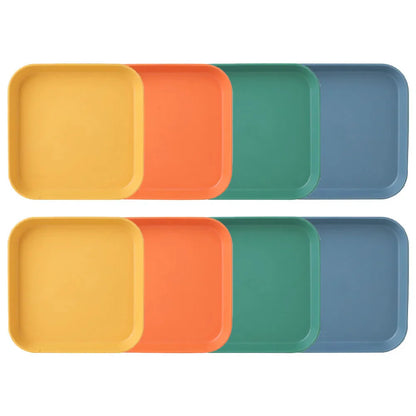 8Pcs Plastic Snack Plates Square Storage Dishes Multipurpose Dessert Fruit Food Dish Tabletop Trash Serving Tray