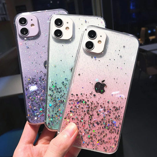 Cute Gradient Sequins Clear Glitter iPhone Case