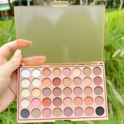 POPFEEL 40-Color Earth Tone & Pink Eyeshadow Palette – Versatile Shimmer, Matte, and Highlight Shades for Effortless Blending。