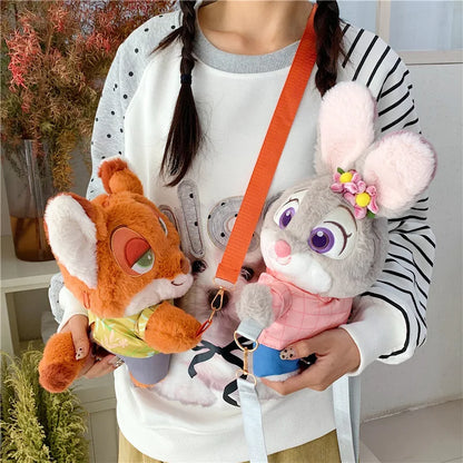 New Zootopia Doll Crossbody Bag Cartoon Judy Hopps Shoulder Bag Holiday Gift Large Capacity Portable Storage Commuter Bag