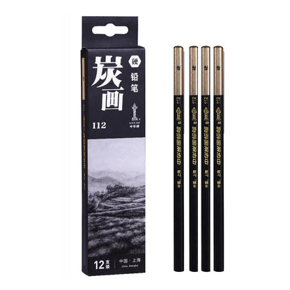 Specialized Sketch Charcoal pencils,Hard,Neutral,Soft Refills,Drawing Pencils,Art Student,Master Fine Arts Supplies 12pcs Box