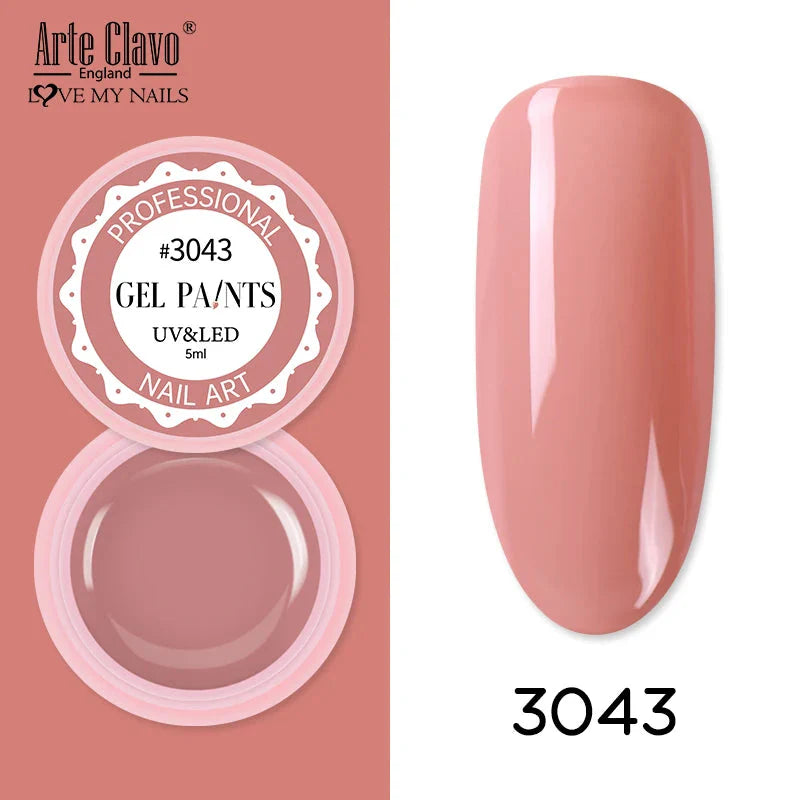 Arte Clavo Painting Gel 72 Colors 5ml Professional Nail Paint Color Gel Polish For Nail Art UV Gel Lacquer Gel Top Coat Manicure