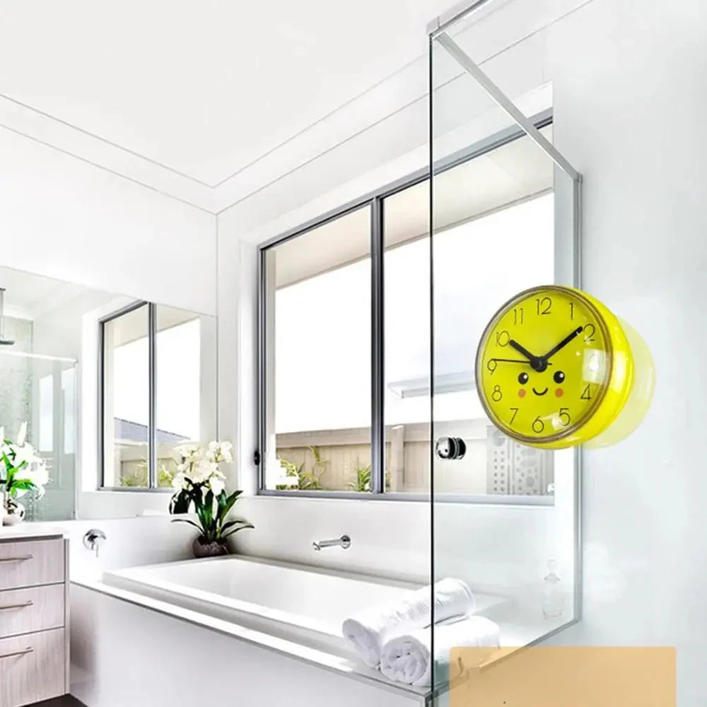 Mini Sucker Wall Clock Bathroom Anti-Fog Waterproof 7cm Kitchen Toilet Small Quartz Table Clock