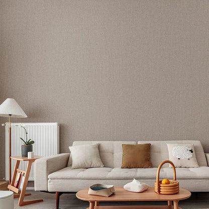 Modern Nordic Linen Textured Wallpaper – Eco-Friendly Non-Woven Solid Color Wall Covering