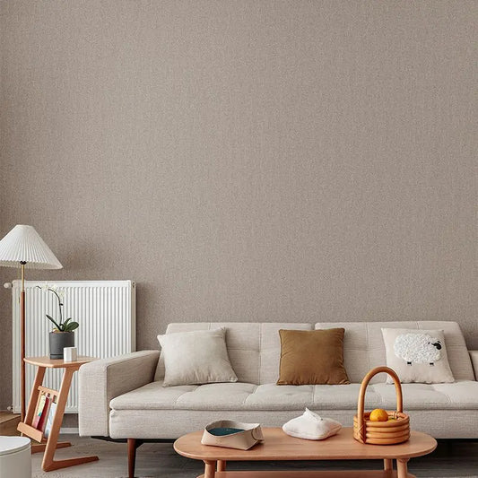 Modern Nordic Linen Textured Wallpaper – Eco-Friendly Non-Woven Solid Color Wall Covering