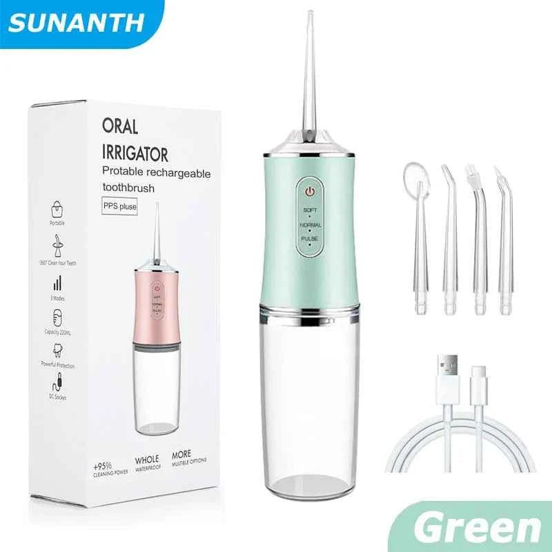 Portable Cordless Teeth cleaning machine Travel Oral Irrigator USB Rechargeable 3 Modes 4 Jet Tips IPX7 Mouth Washing Machine