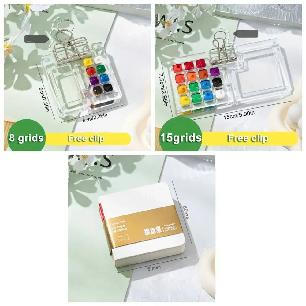 Art Supplies Acrylic Watercolor Paint Palette 8/15 Grid Mini Paint Pigment Box Portable Waterproof Empty Paint Box Student