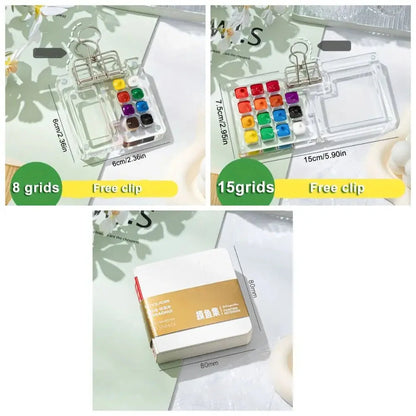 Art Supplies Acrylic Watercolor Paint Palette 8/15 Grid Mini Paint Pigment Box Portable Waterproof Empty Paint Box Student