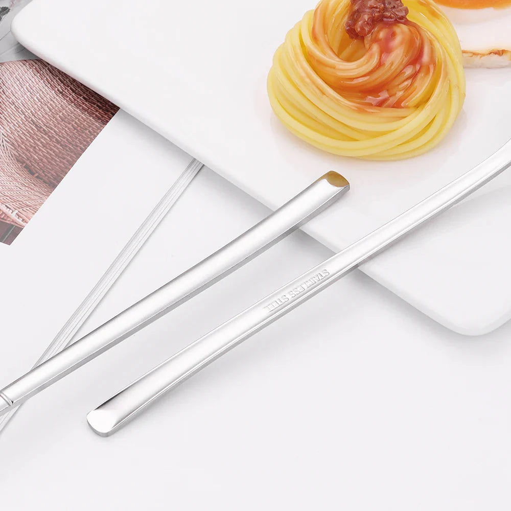 Elegant Thin Silver Cutlery Set - Mirror Polished Stainless Steel Tableware