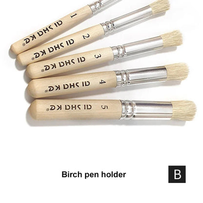 SeamiArt 5Pcs Bristle Paint Brushes Round Head Gouache Watercolor Oil Acrylic Painting Tools Brush Tip Pen for Art Supplies