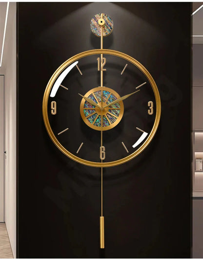 Modern Luxury Large Wall Clock With Pendulum Minimalist Decorative Art Silent Clock Nordic Living Room Bedroom Office Wall Clock