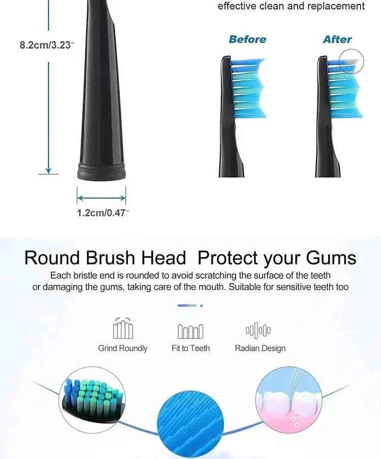 Toothink Replacement Brush Heads - Compatible with Fairywill/Seago FW-507/508/917/959 - 5-10Pcs Dupont Bristle Set