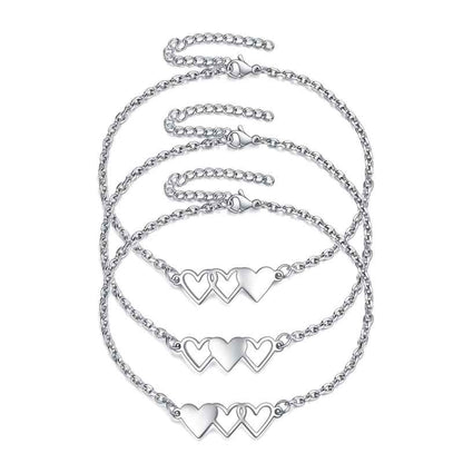 3 Sisters Bracelets Best Friends Necklace for 3 Set of 3 Heart Bracelets 3 BFF 3 Bestie Long Distance Friendship Gift