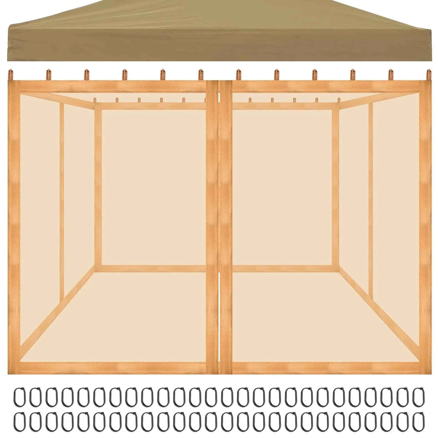 Gazebo Universal Replacement Mosquito Netting Outdoor Gazebo Canopy 4-Panel Screen Walls with Zipper (Mosquito Net Only)