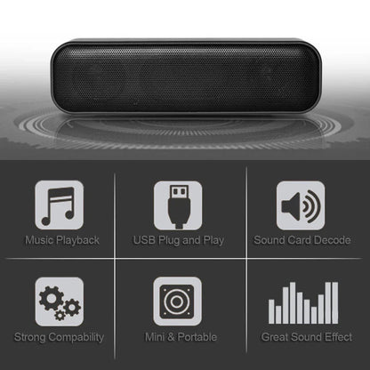 HK-5008 USB Powered Soundbar Desktop Speaker Wired Computer Sound Box for TV Desktop Laptop with 2 Subwoofers Music Player