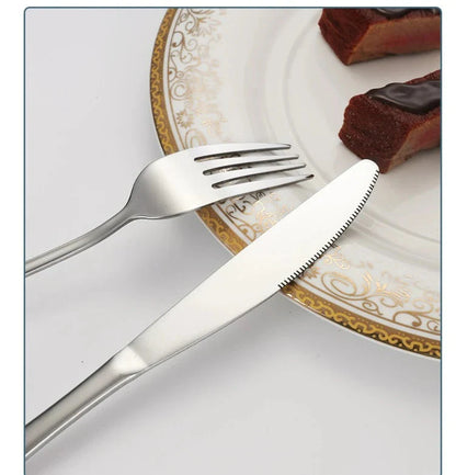 24-Piece Silverware Set with Steak Knives Forks Spoons,Stainless Steel Flatware ,Tableware Cutlery Service for 6,Dishwasher Safe