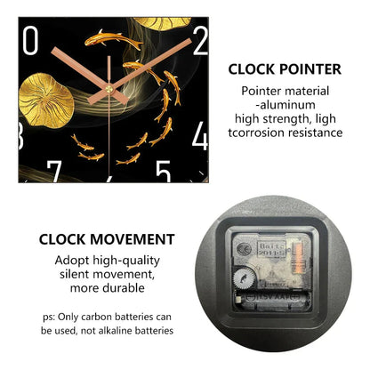 Simple Luxury Quartz Clock Hanging Wall Fish Decoration Modern Style Restaurant Living Room Home Decor Clock 8 10 12 Inche
