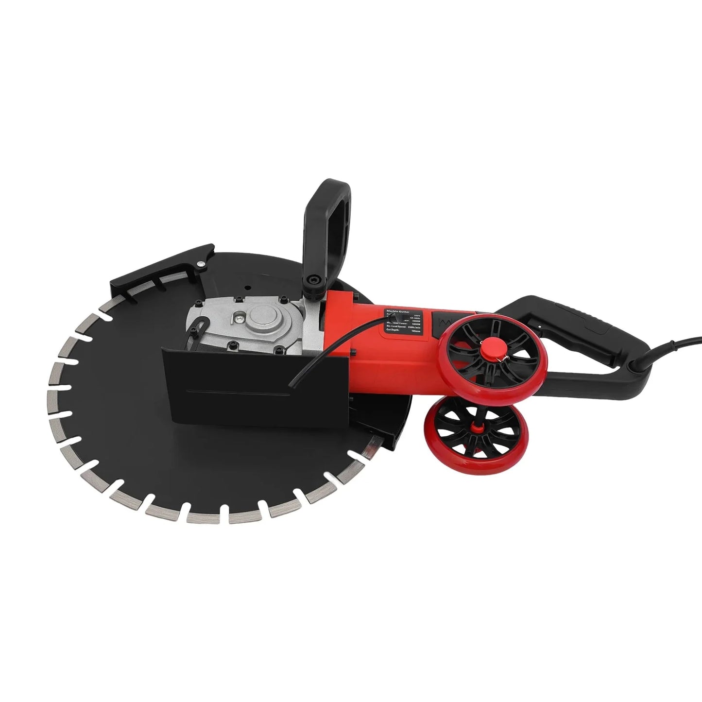 16In 4000W Electric Concrete Saw Brick Cutter Circular Saw Wall Slotting Groving with Saw Blade and Rolling Pulley 3000RPM
