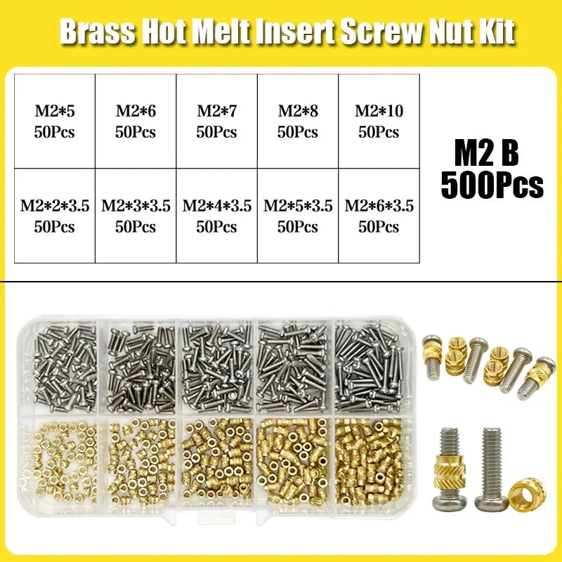 420/500Pcs Stainless Steel Heat Insert Nut TS100 Brass Hot Melt Insert Nuts for Welding Internal Thread Head Bolt Insert