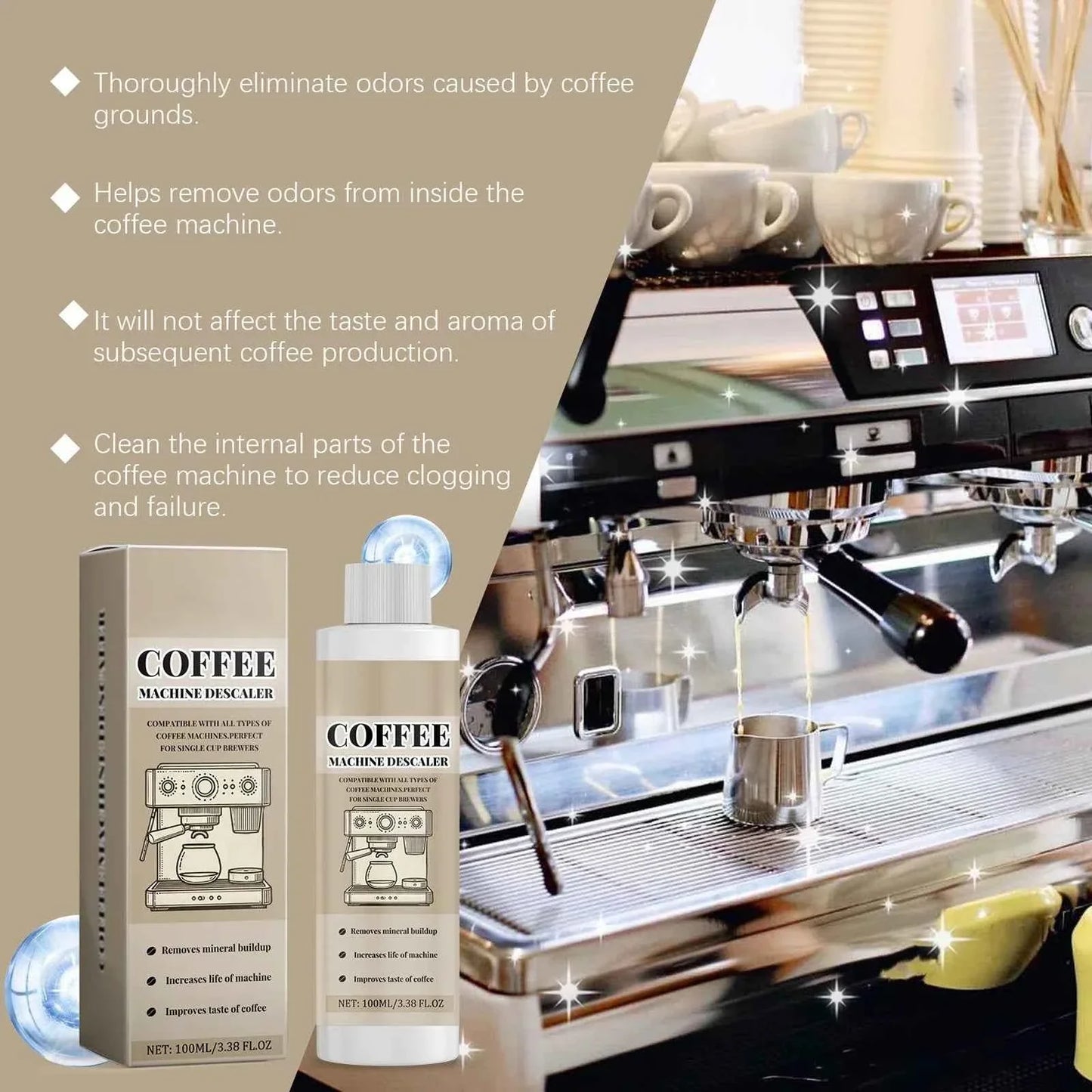 Coffee Machine Cleaning Solution Descaling Agent Get Cleaning All-Purpose Cleaner Kitchen Accessories 1 Bottle 100ml